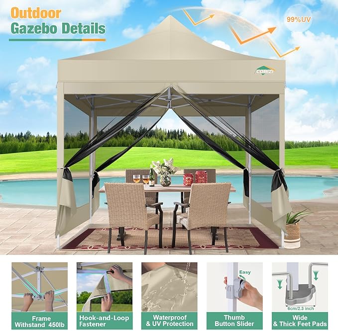 COBIZI 10x10 Canopy Tent, Heavy Duty Pop up Canopy - Image 2