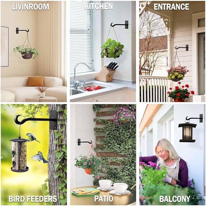 Qiang Ni Bird Feeder Hanger: 8-Inch Wall-Mounted Plant Bracket Outdoor - Image 9