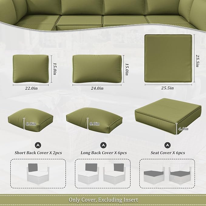 14 Pcs Outdoor Cushion Slipcovers Outdoor Patio Cushion Covers Replacement - Image 2