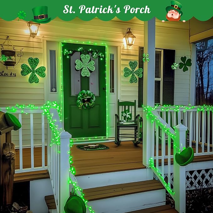 JMEXSUSS 2 Pack St Patricks Day Solar Lights, Each 33ft 100 LED Green Solar - Image 3