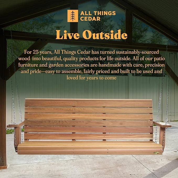 All Things Cedar Wooden Porch Swing, Outdoor Patio Furniture, 6 Foot - Image 5