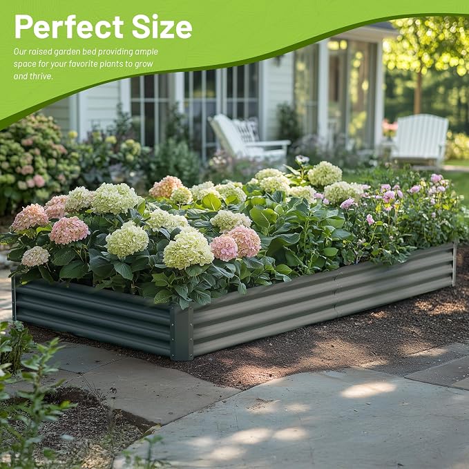 2PCS 8x4x1FT Galvanized Raised Garden Bed, Galvanized Planter Raised Garden - Image 5