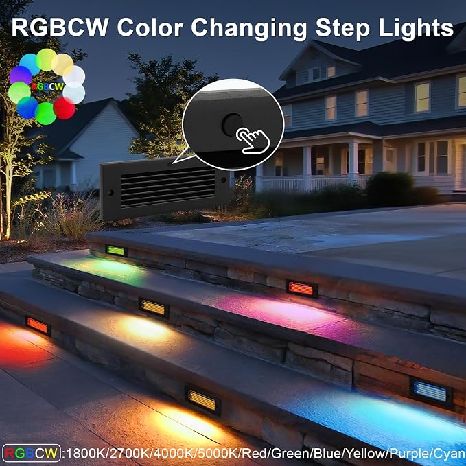 Low Voltage Step Lights, 8.7 Inch, 12V LED RGB Color Changing - Image 4