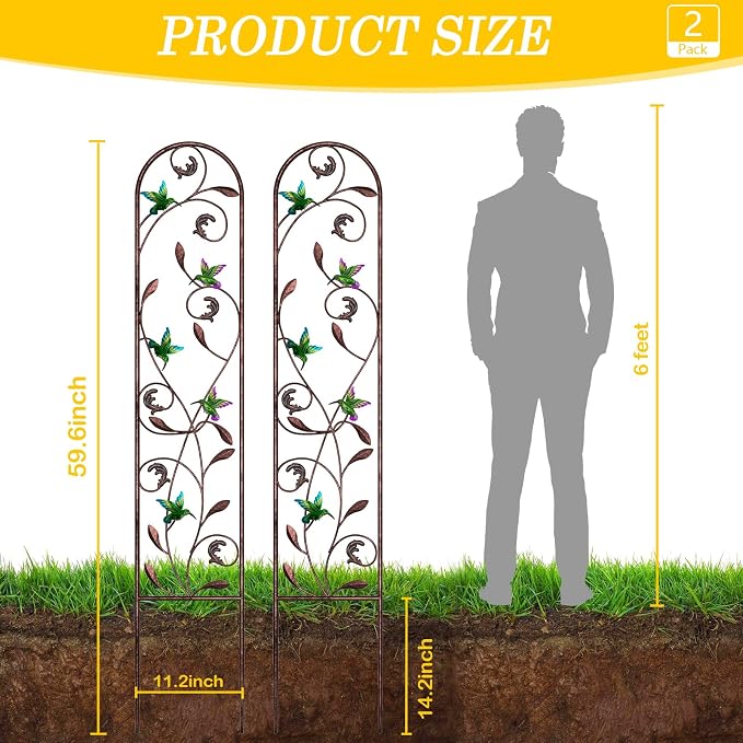 aboxoo Set of 2 Packs Hummingbird Metal Garden Trellis - Image 4