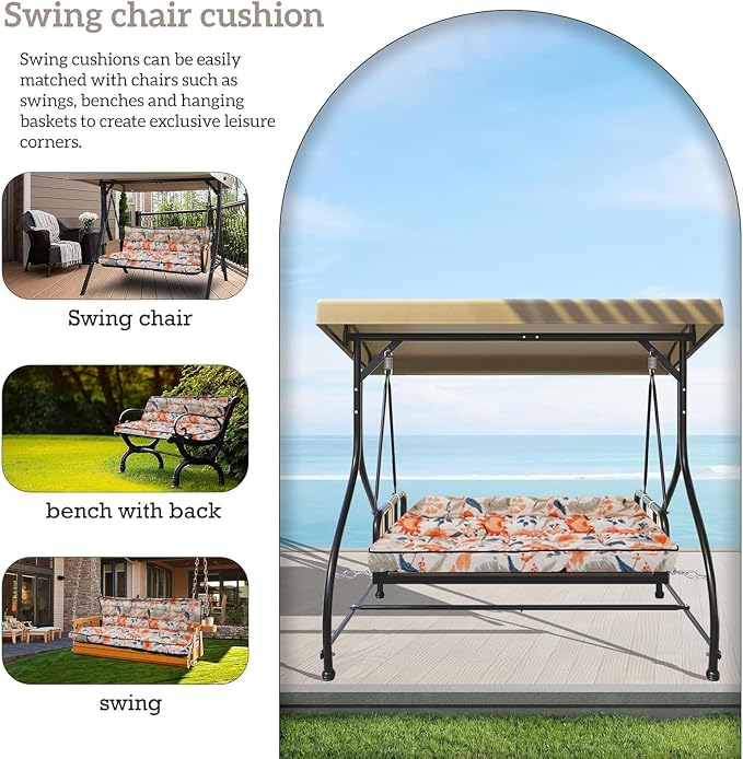Outside Benches Cushion with Backrest, Thicken Waterproof Swing Cushions 2/3 - Image 2