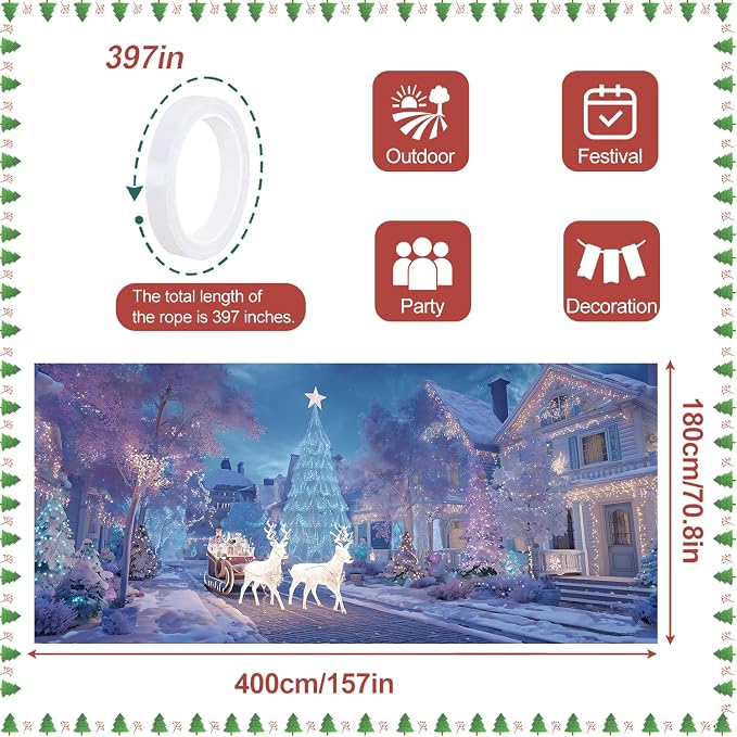 ANNA QUEEN Christmas Sleigh Ride Under the Stars Garage Door Banner 6 x 13FT - Image 3
