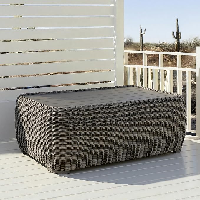 CHITA Wicker Patio Coffee Table, 41” All-Weather Rattan Outdoor Coffee Table - Image 2