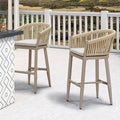 PURPLE LEAF Outdoor Bar Height Stools Set of 2 Patio Metal Modern Wicker Bar by PURPLELEAF