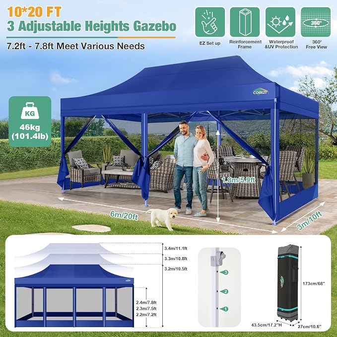 COBIZI 10x20 Canopy Tent, Heavy Duty Pop up Canopy - Image 4