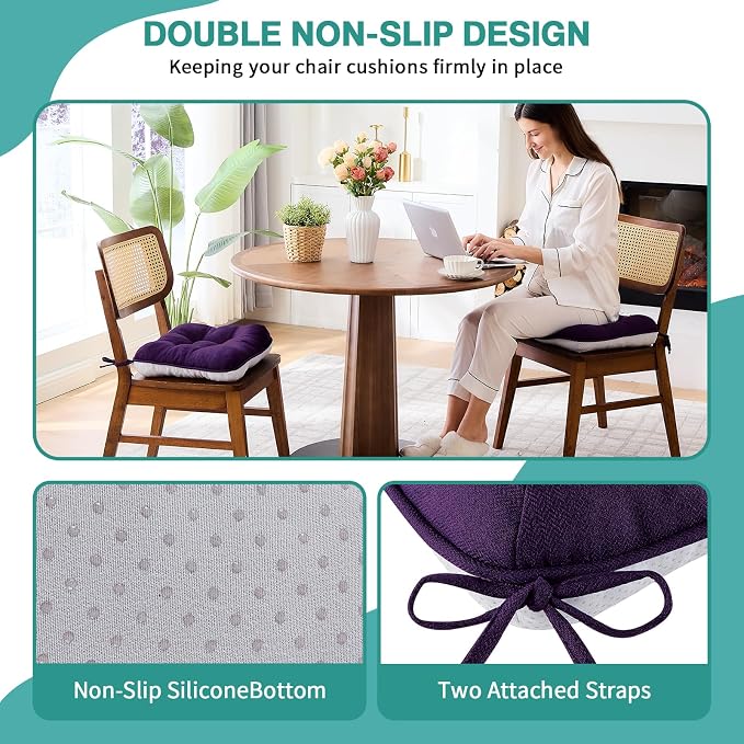 BETU Chair Cushions for Dining Chairs Set of 6, 3.5" Thick Kitchen Table Chair - Image 2