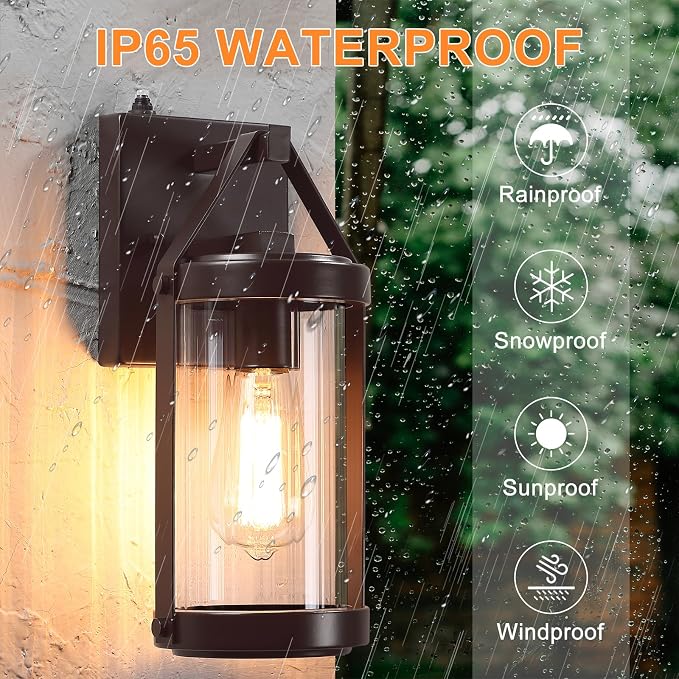 LONEDRUID 2 Pack Dusk to Dawn Sensor Outdoor Wall Sconce Lighting Waterproof - Image 5