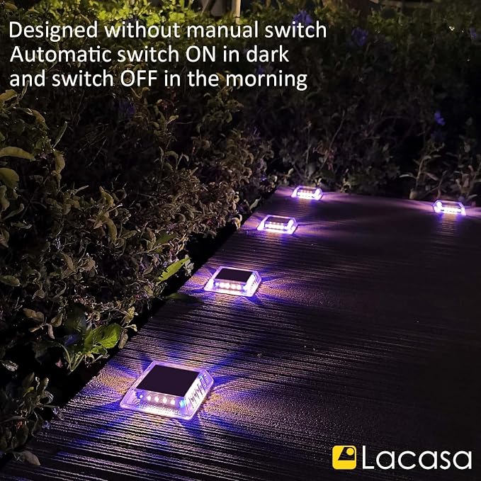 Lacasa Outdoor Solar Light, 4 Pack 30LM IP68 Waterproof Solar Garden Light Auto - Image 6