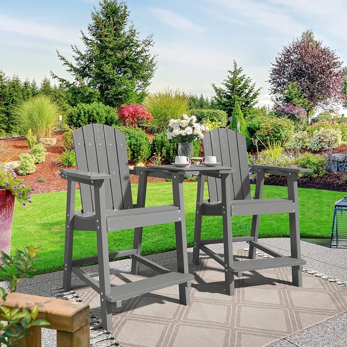 DWVO 25" Tall Adirondack Chair, Poly Bar Height Balcony Chairs, Weather-Durable - Image 6