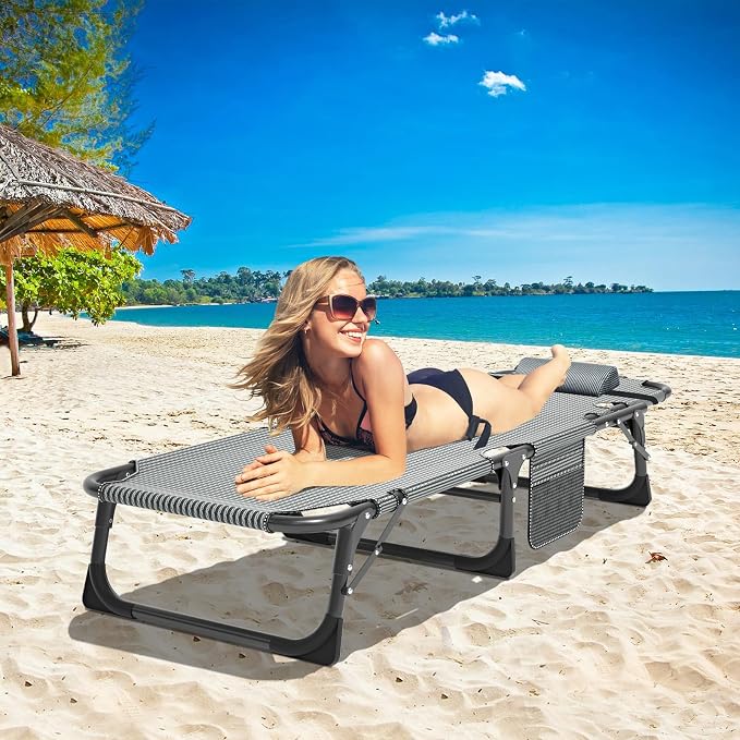 DoCred Heavy Duty Chaise Lounge Chair, Adjustable 5-Position Folding Chaise - Image 2