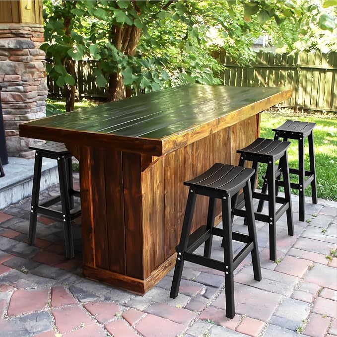VINGLI 30 Inch Outdoor Bar Stools Set of 2, HDPE Bar Chairs - Image 7
