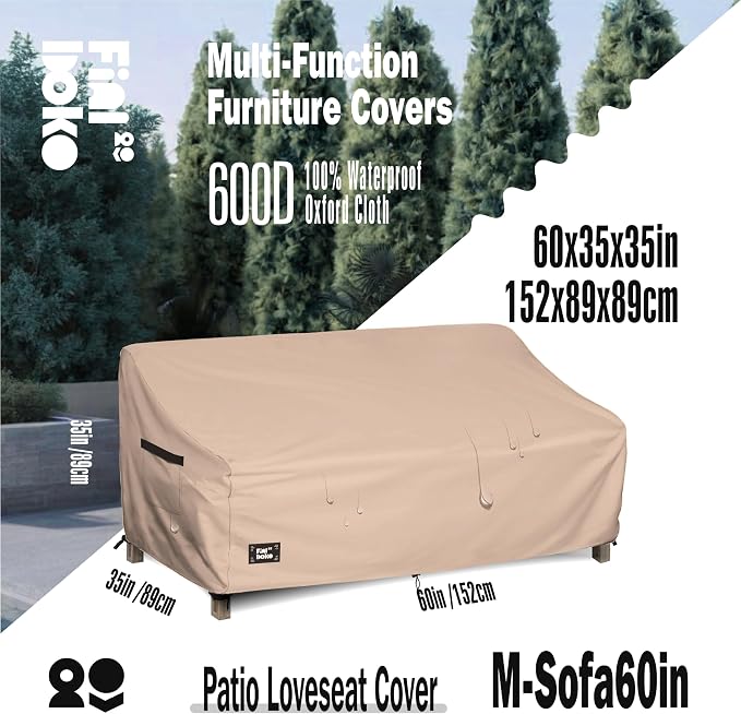 2-Seater Outdoor Couch Cover, 100% Waterproof Heavy Duty Patio Sofa Covers - Image 2