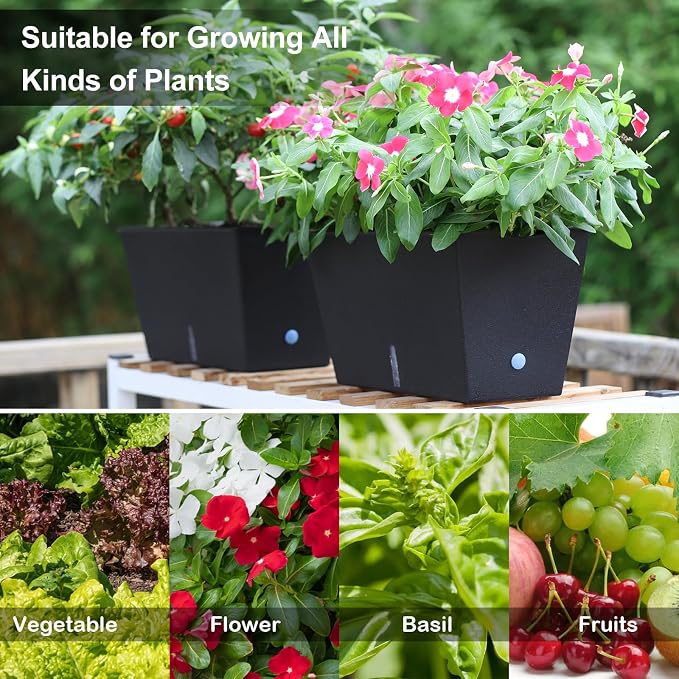 Window Box Planter 6 Pcs, 12.1 Inches Self Watering Plant Pots Rectangle Flower - Image 2