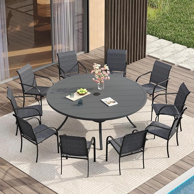 VICLLAX Large Patio Dining Furniture Set, Outdoor Dining Set by HOME