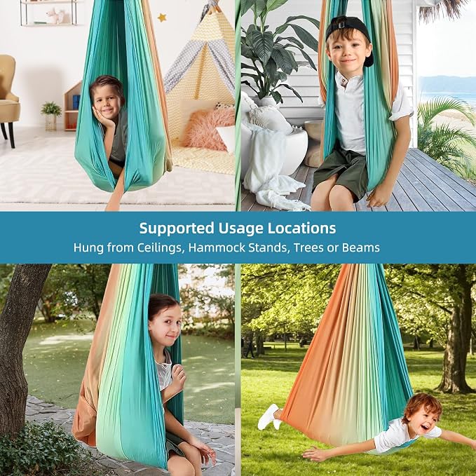 Sensory Swing Chairs for Kids, Indoor & Outdoor Hanging Therapy Cuddle Hammock - Image 5