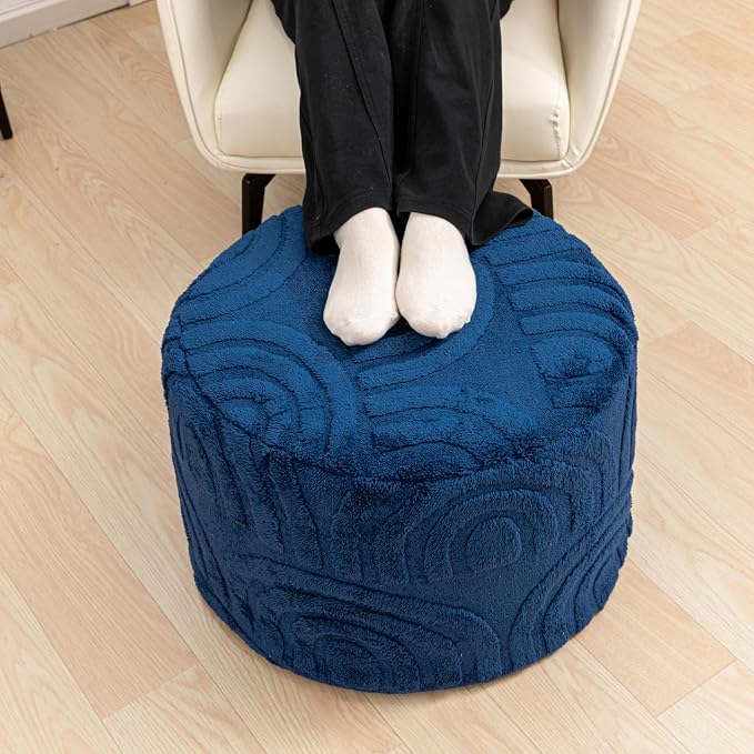 Asuprui Plush Fabric Ottoman Footrest – 20"x14" Soft Foam Pouf - Image 4