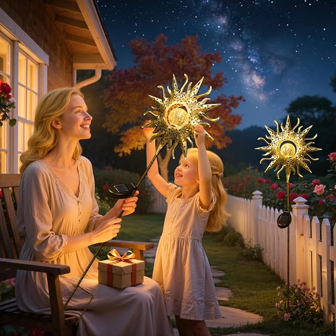 TAKE ME Sun Solar Lights Outdoor Waterproof Metal Garden Stakes - Image 2