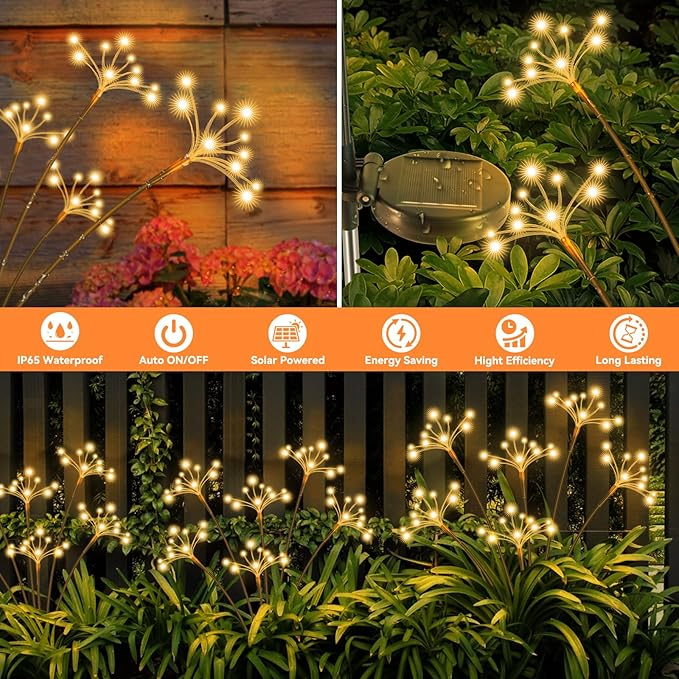 Solar Garden Lights 2 Pack Waterproof Solar Swaying Starburst Light Outdoor - Image 5