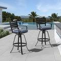 Pellebant 29.5" Outdoor Bar Stools Set of 2, Rust-Proof Aluminum Swivel Patio by Pellebant