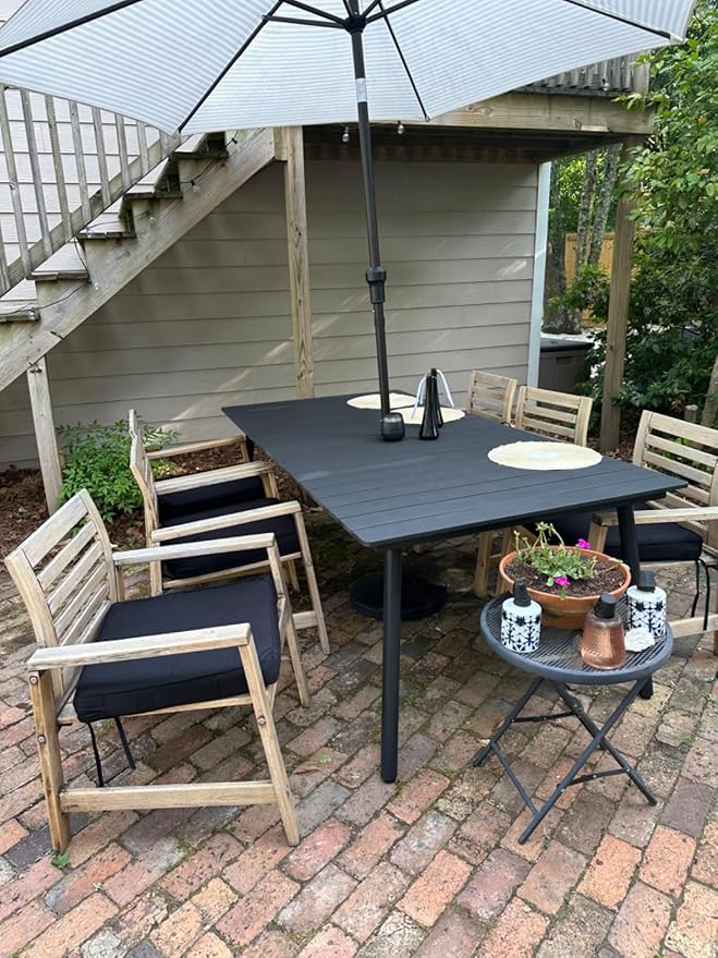 83" Patio Outdoor Dining Table for 6-8, Weather-Resistant Wood-Grain Top - Image 6