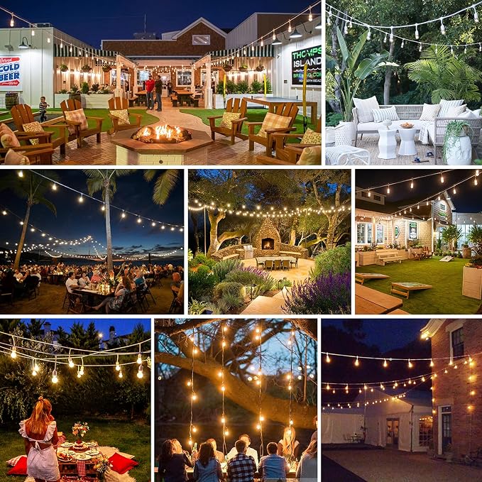 96FT Outdoor String Lights, Commercial Grade Heavy Duty White Wire Patio Light - Image 7