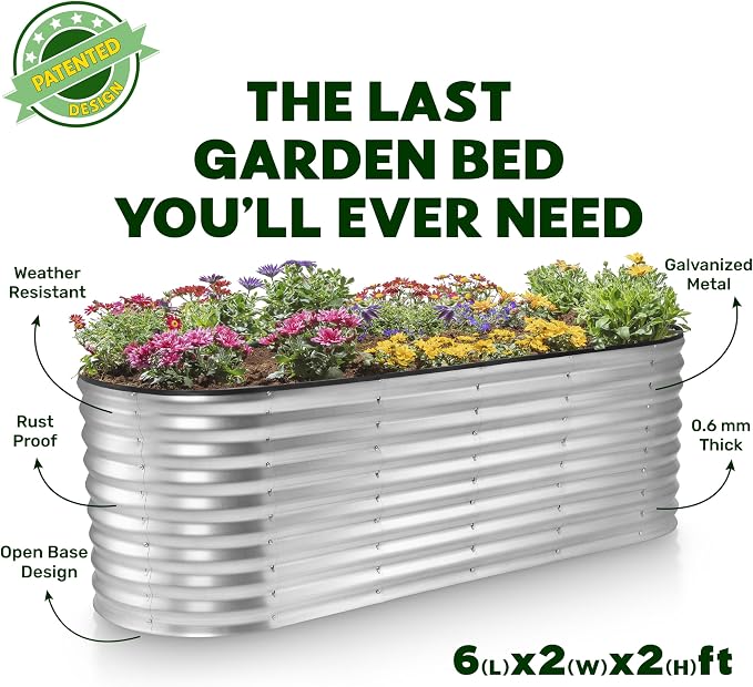 Plant & Plot Galvanized Raised Garden Beds Outdoor // 6×2×2 ft Planter Raised - Image 5