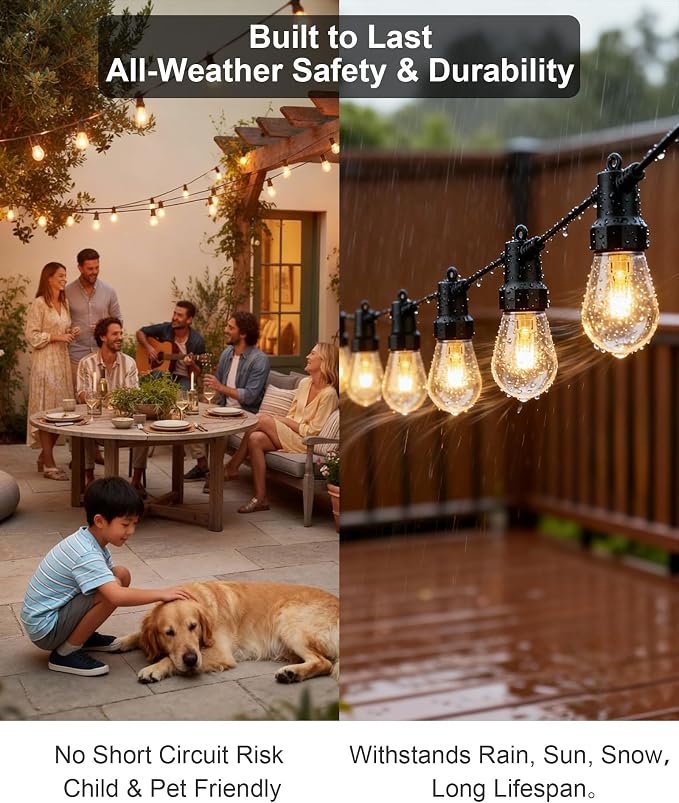 Smart Outdoor String Lights, 100FT RGB Color Changing Patio Lights - Image 2