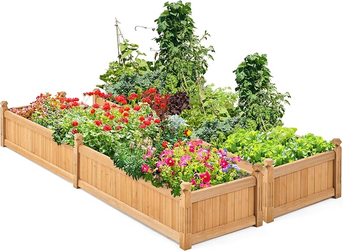 Yaheetech 90.5″ L×23.5″ W×16″ H Wooden Raised Garden Bed, Horticulture Wood by Yaheetech