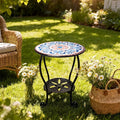 Outdoor Side Table Mosaic Patio Small End Table Metal Coffee Tea Accent Table by HugCoz