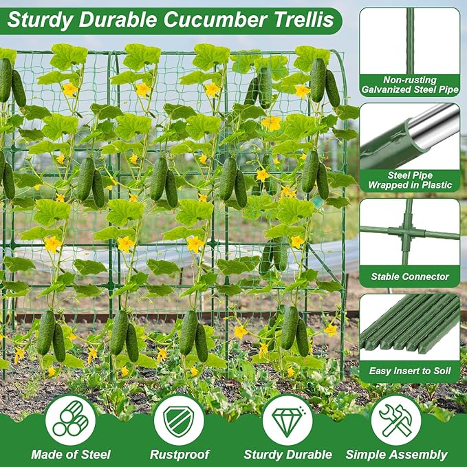 67 x 50 Cucumber Trellis for Raised Bed, U-Shape Metal Large Garden Trellis for - Image 2