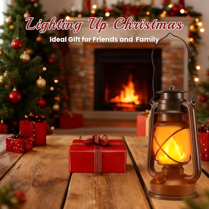 Battery-Powered 2 Modes Lighting LED Vintage Lanterns Decorative Outdoor & - Image 2