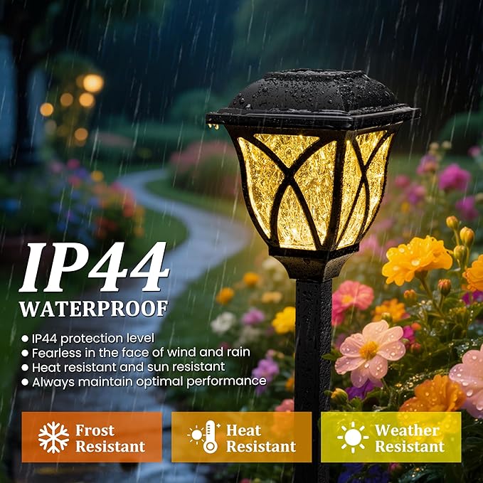 GIGALUMI 8 Pack Solar Lights Outdoor Waterproof, LED Solar Garden Lights - Image 3
