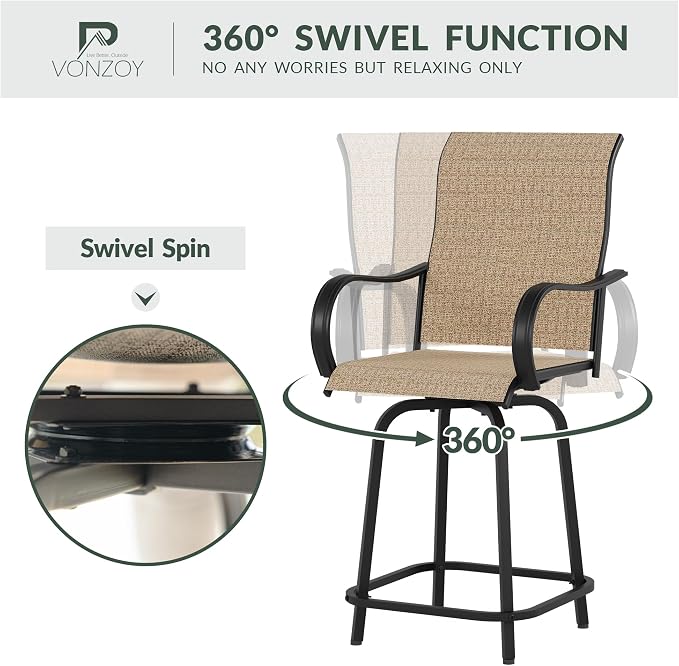 Patio Swivel Bar Stools Set of 6 - Image 4