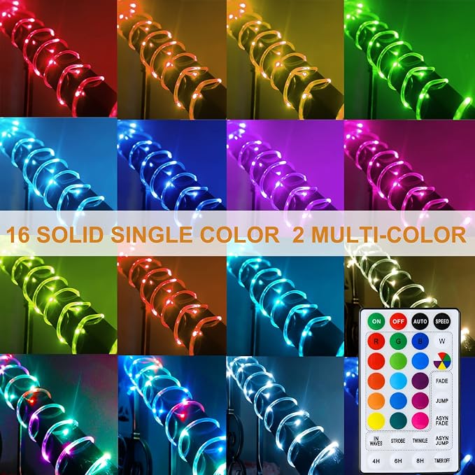 LitHome 33 FT Solar Rope Lights Outdoor Waterproof, 18 Colors Changing 100 LED - Image 2