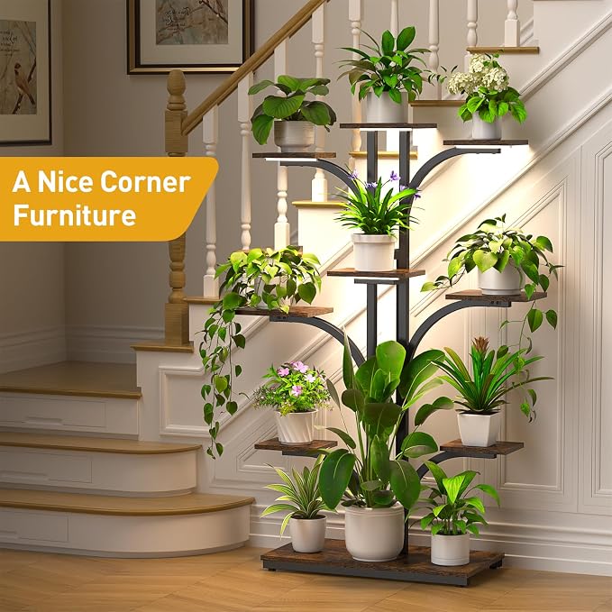 ikkle Plant Stand Indoor with Grow Lights, 9 Tiered Corner Plant Shelves - Image 7