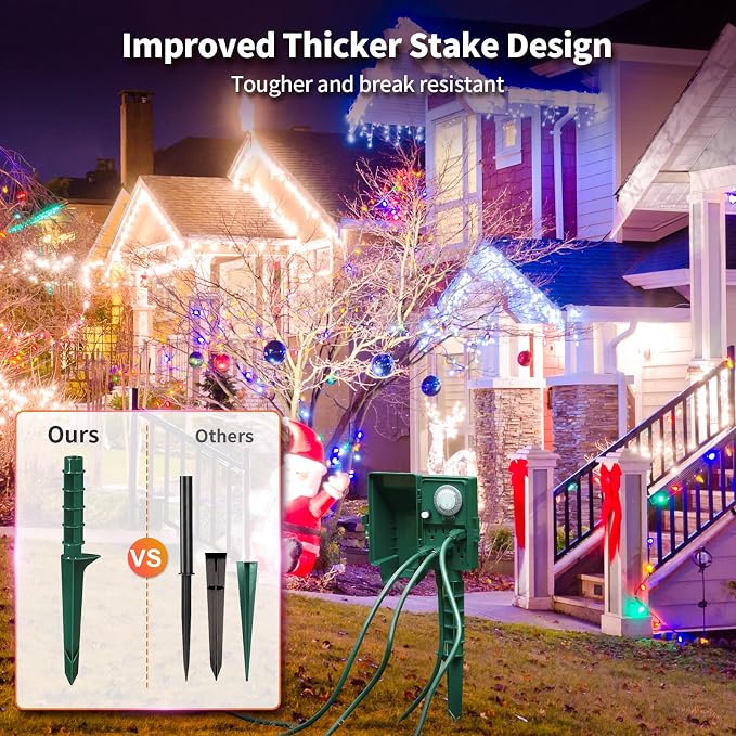 SURAIELEC Outdoor Power Stake, 24-Hour Mechanical Light Timer, Electrical Power - Image 5