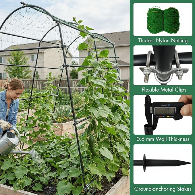 7ft Garden Arch Trellis for Climbing Plants Outdoor-Heavy Duty Metal Cucumber - Image 5