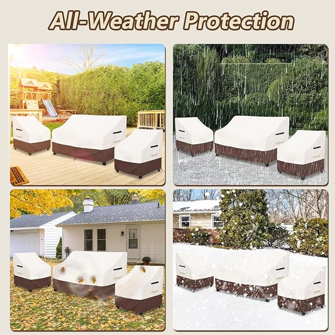 Patio Furniture Covers, 3 Piece Heavy Duty Waterproof Outdoor Furniture Cover - Image 6
