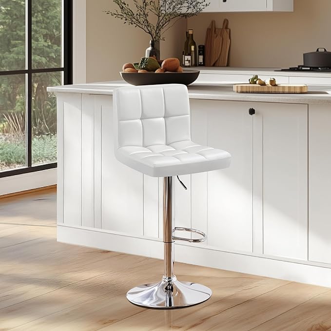 Yaheetech Single Bar Stool, PU Leather Adjustable Swivel Barstools, Armless - Image 2