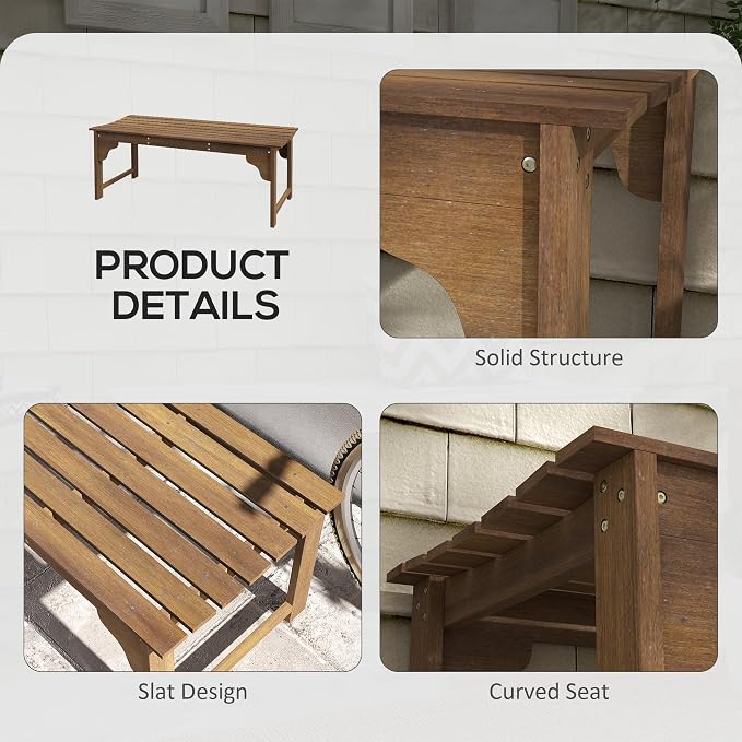 Outsunny Wooden Garden Bench, Outdoor Park Bench - Image 5