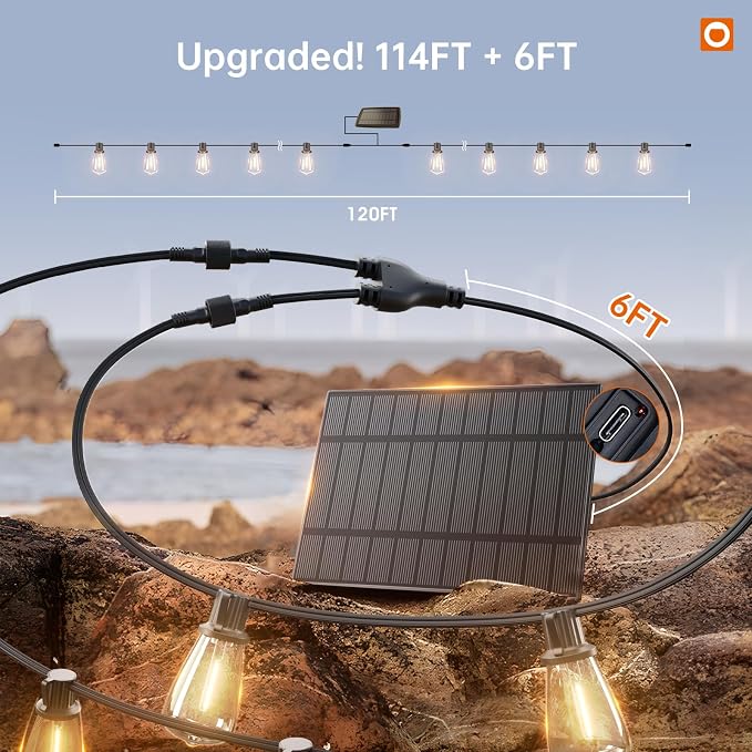 addlon 120FT Solar String Lights Outdoor, Waterproof Solar Powered Outside - Image 6