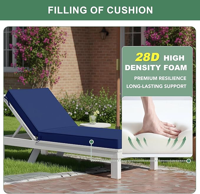 Chaise Lounge Cushions Outdoor Set of 4 - Image 5