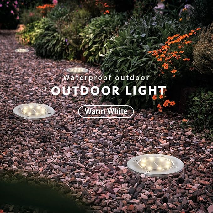 ZGWJ 8 Pack Solar Ground Lights, 8 LED Solar Garden Lights Outdoor Waterproof - Image 9