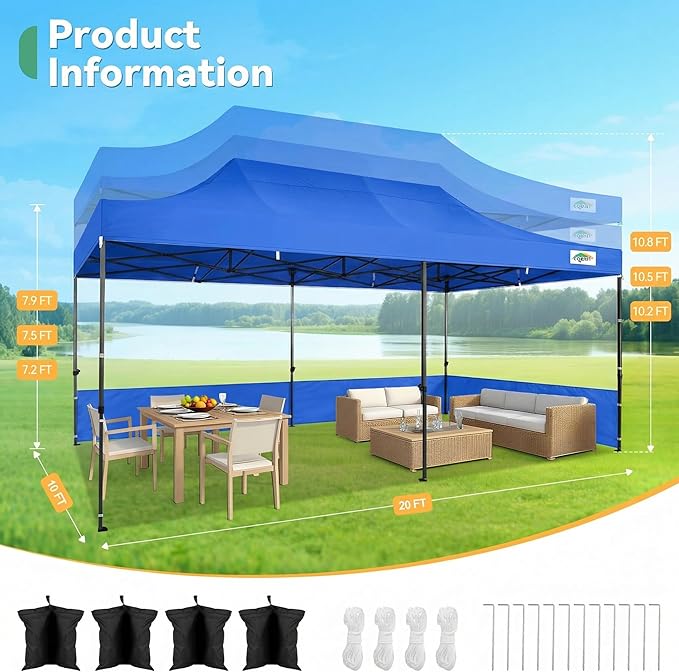 COBIZI 10x20 Heavy Duty Pop up Canopy Tent - Image 3