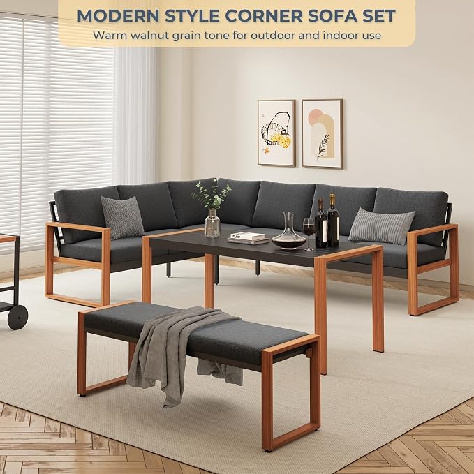 Grand patio Aluminum Patio Furniture Set, L Shaped Outdoor Sectional Sofa - Image 6
