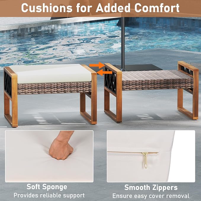 RELAX4LIFE Wicker Outdoor Ottomans - Image 5